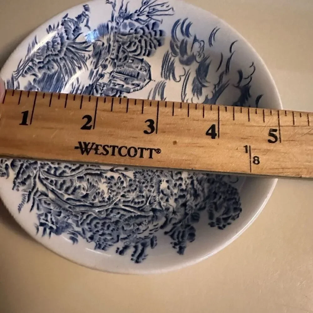 Vintage Enoch Wedgwood England Countryside Blue and White Saucer Plate 5”